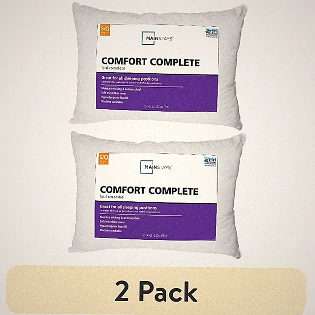 (2 pack) Comfort Complete Bed Pillow, Standard/Queen