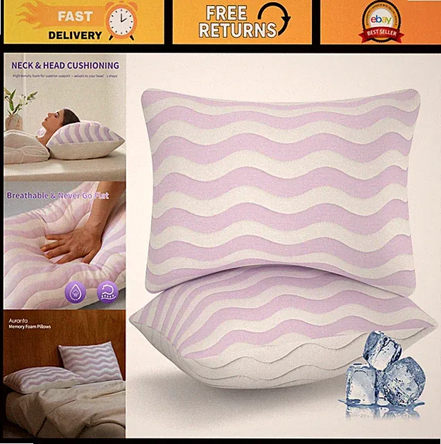King Size Pillows Set of 2 - Cooling Shredded Memory Foam, Adjustable Loft, Medi