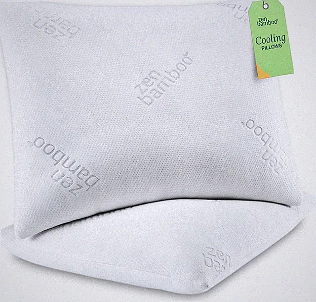 Zen Bamboo Pillows - Queen Size 2 Pack of Ultra Plush, Down Alternative Pillows